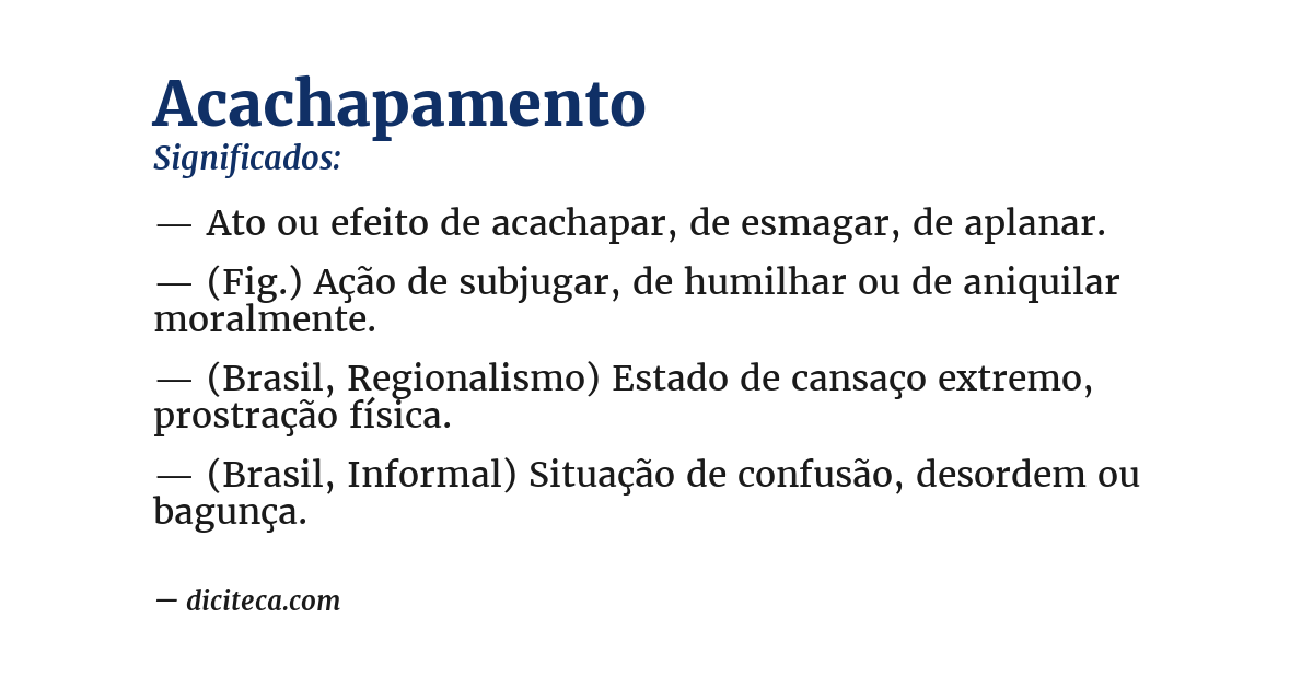 Significado de acachapamento