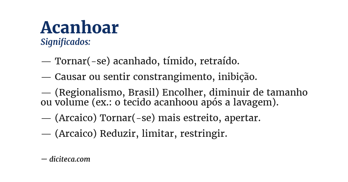 Significado de acanhoar