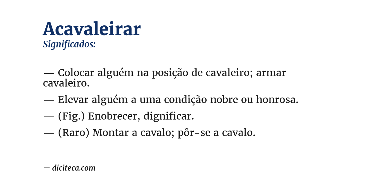 Significado de acavaleirar