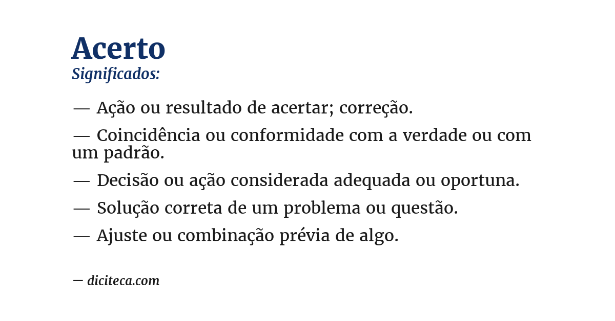 Significado de acerto