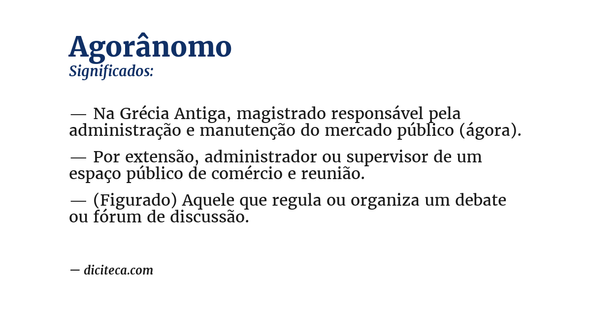 Significado de agorânomo