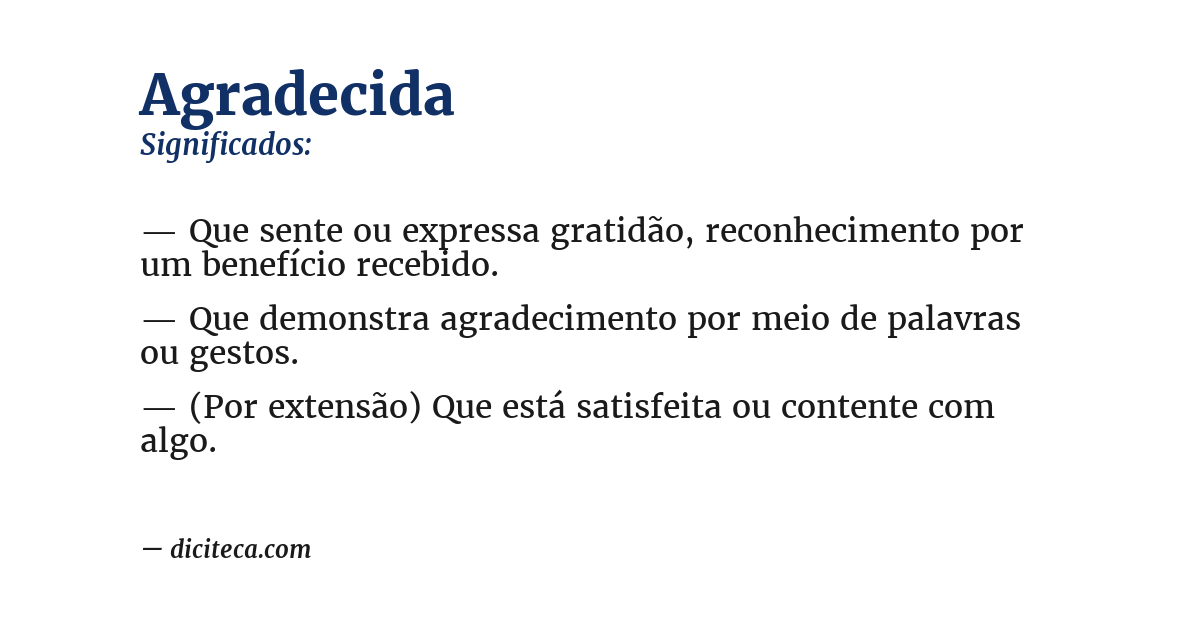 Significado de agradecida