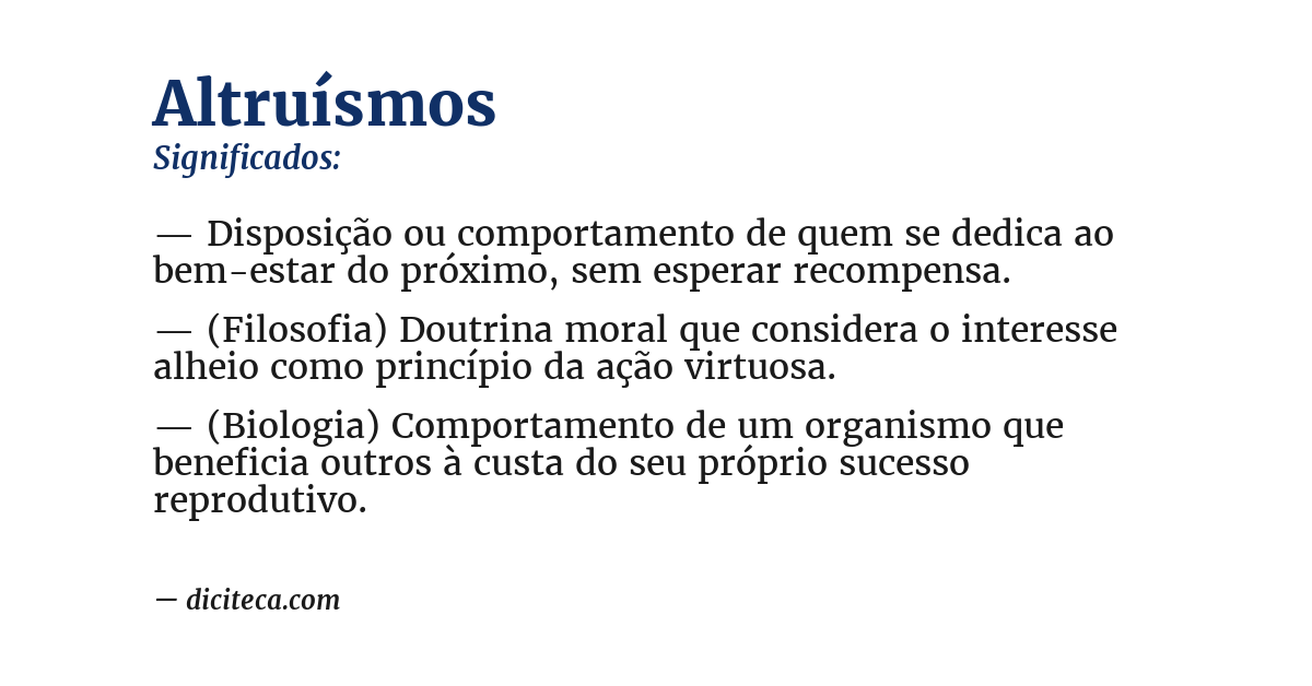 Significado de altruísmos