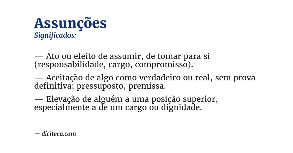 Significado de assunções