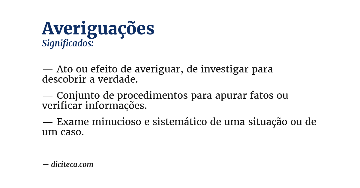 Significado de averiguações