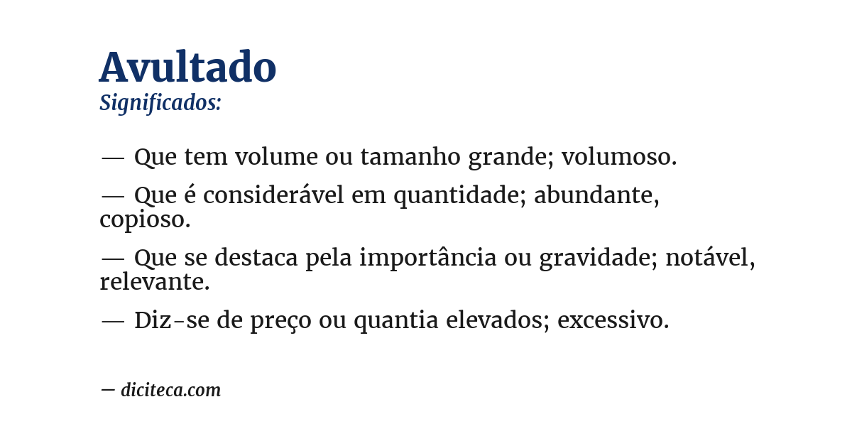Significado de avultado