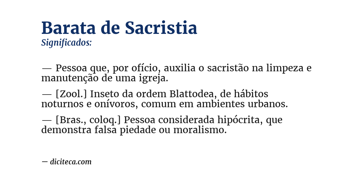 Significado de barata de sacristia