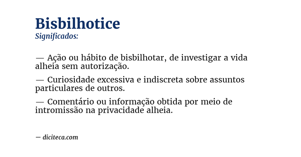 Significado de bisbilhotice