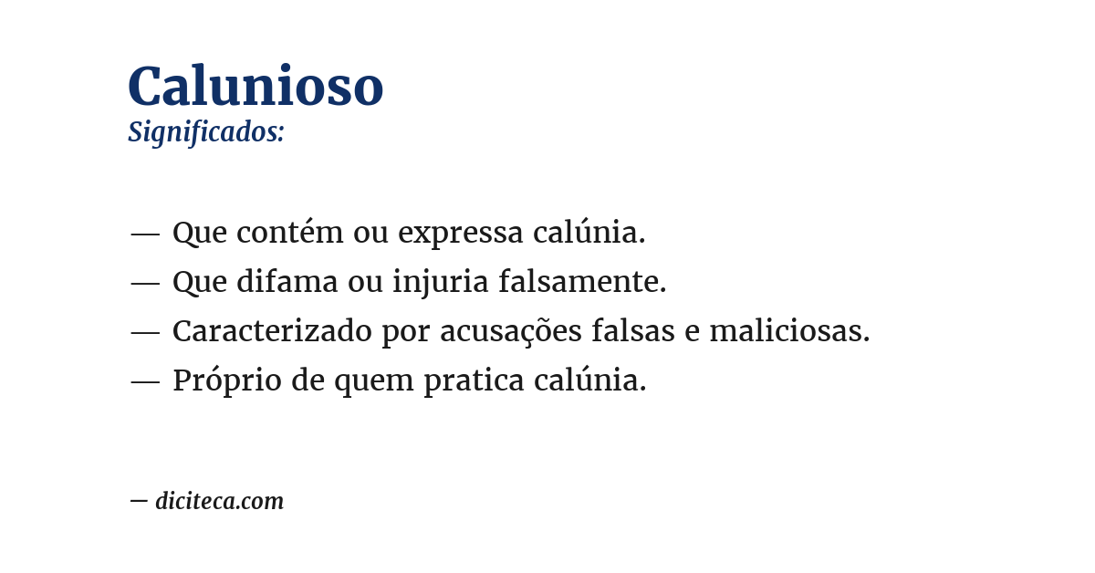 Significado de calunioso