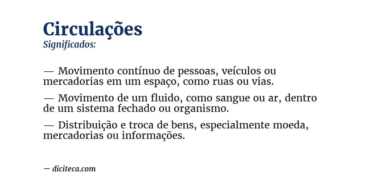 Significado de circulações