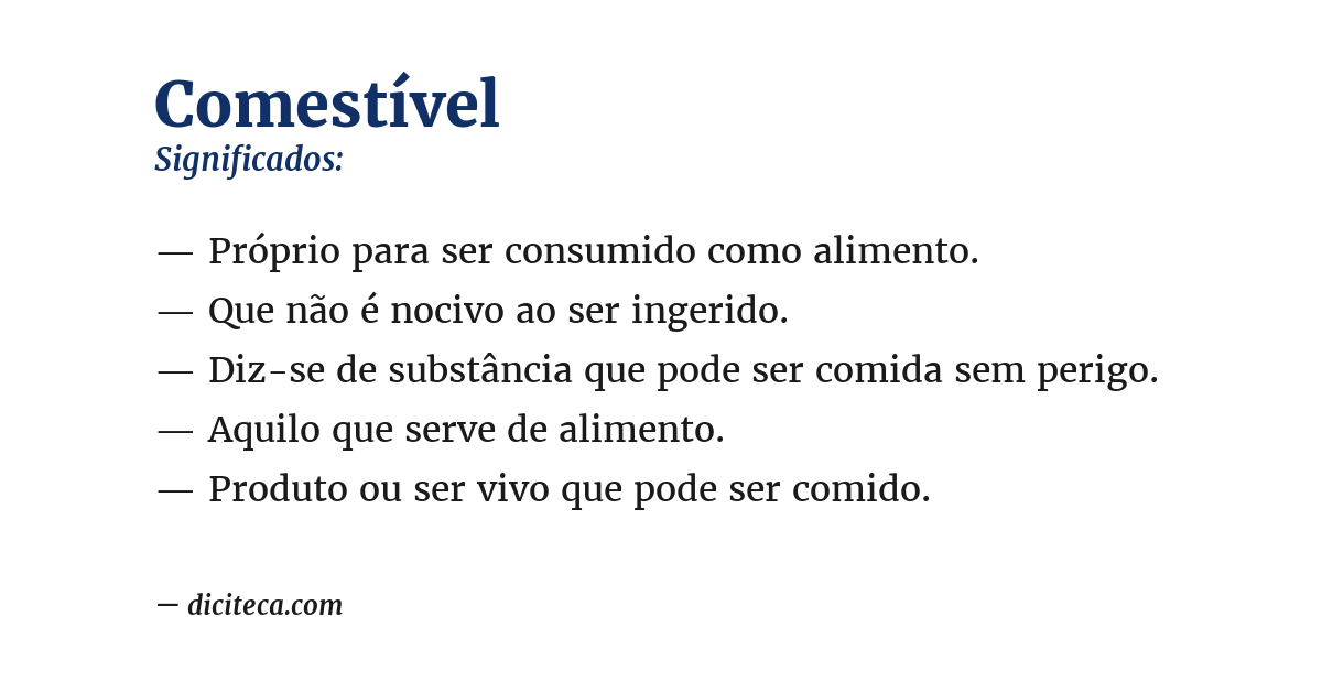 Significado de comestível
