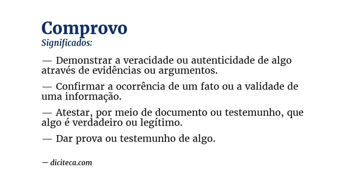 Significado de comprovo
