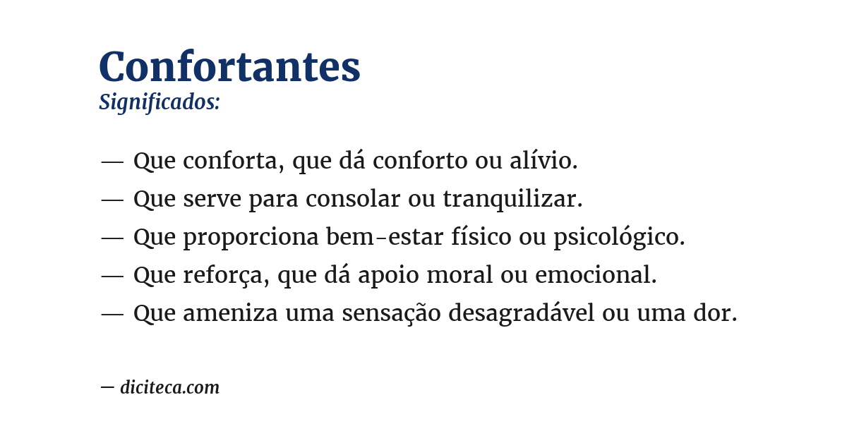 Significado de confortantes