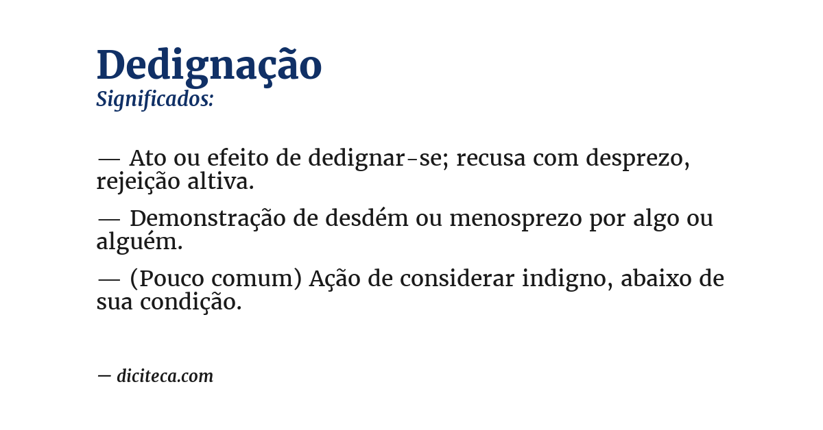 Significado de dedignação