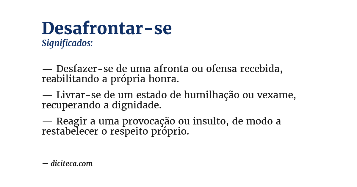 Significado de desafrontar-se