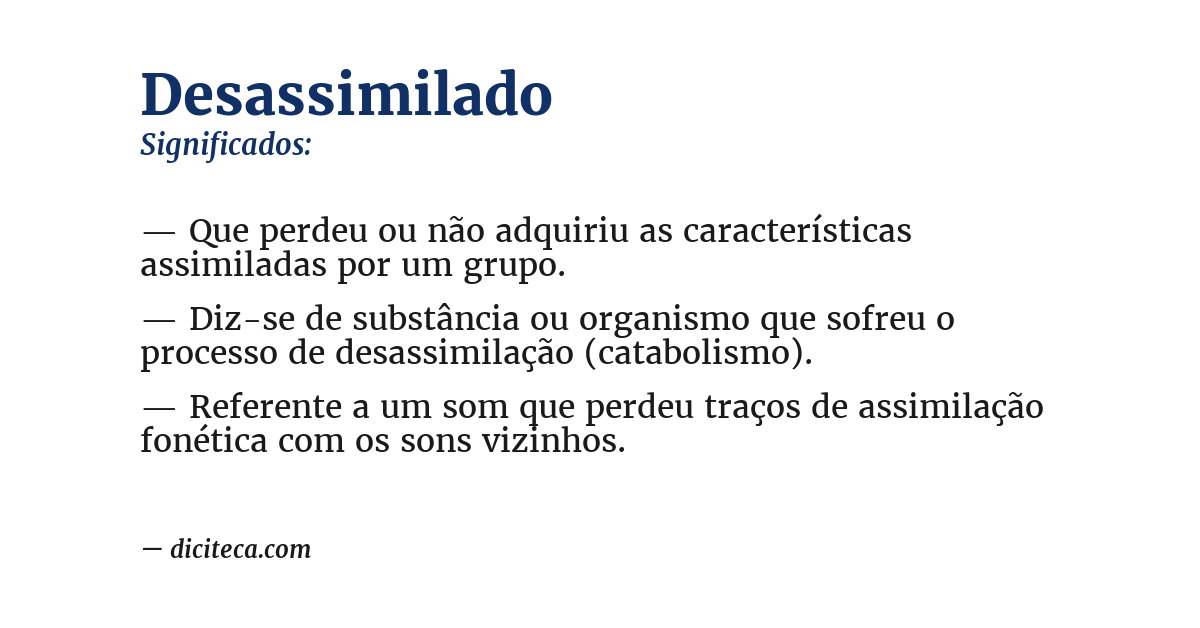 Significado de desassimilado