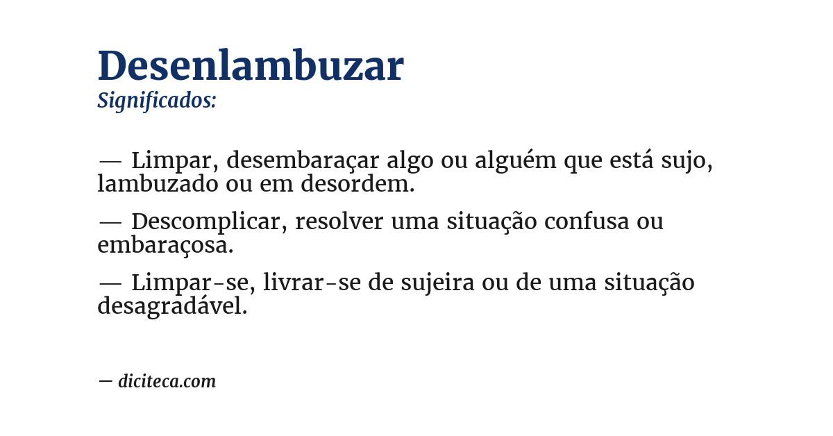 Significado de desenlambuzar