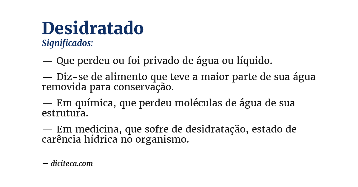 Significado de desidratado