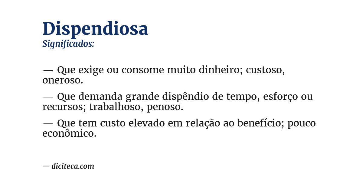 Significado de dispendiosa