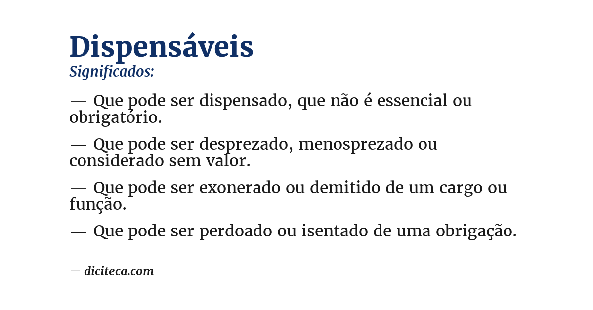 Significado de dispensáveis