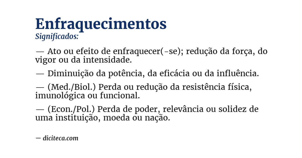 Significado de enfraquecimentos