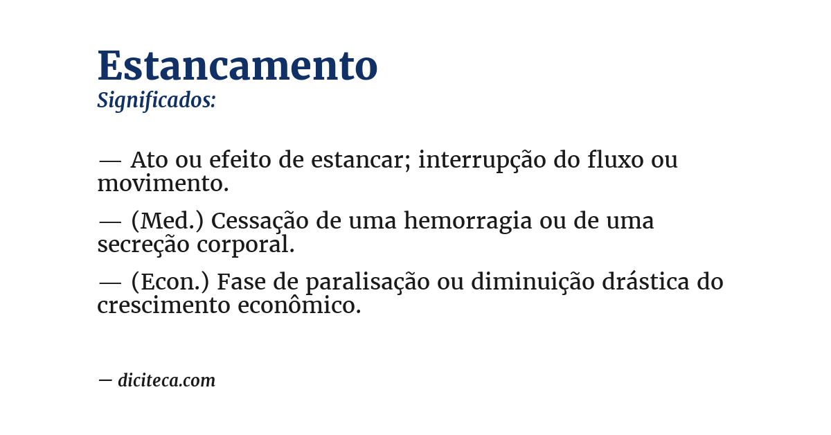 Significado de estancamento