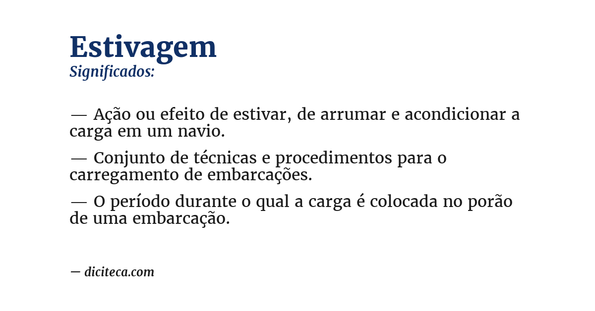 Significado de estivagem