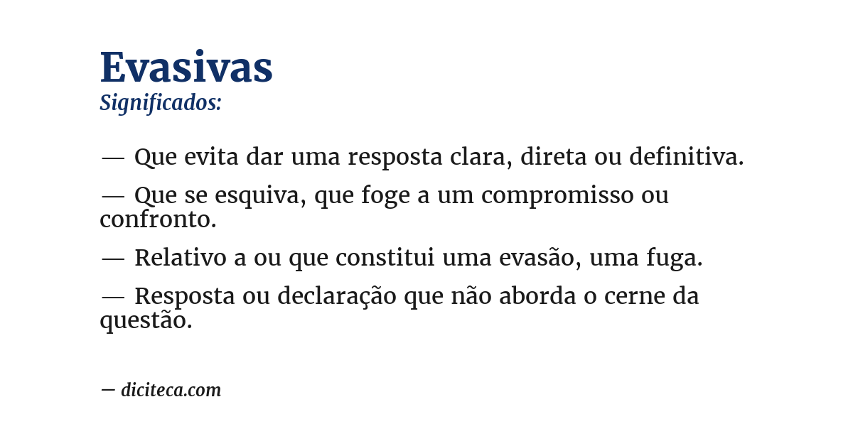 Significado de evasivas