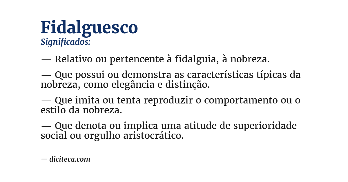 Significado de fidalguesco