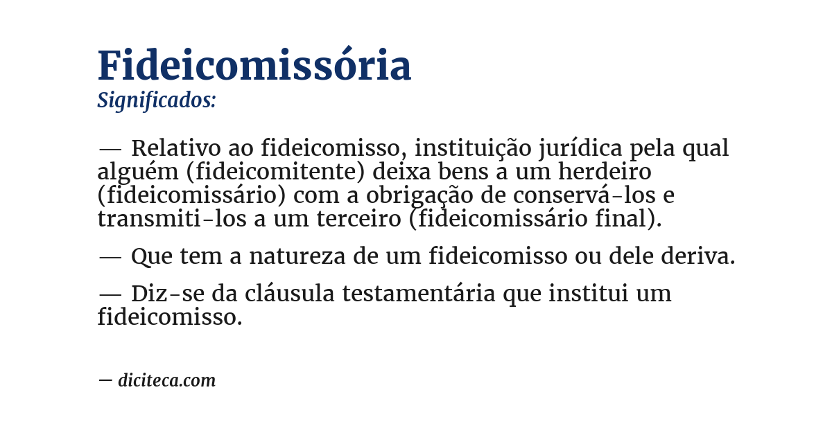 Significado de fideicomissória