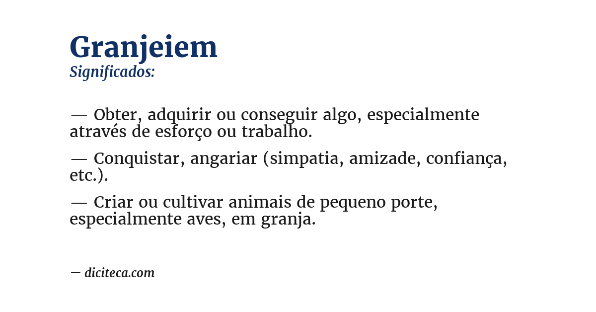 Significado de granjeiem