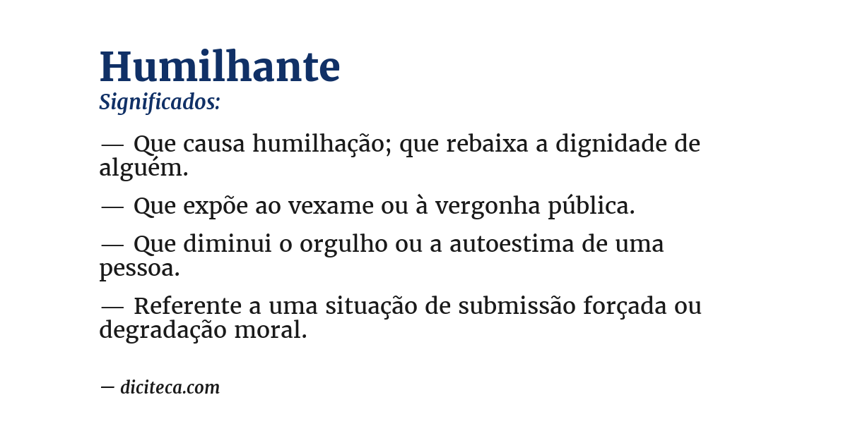 Significado de humilhante