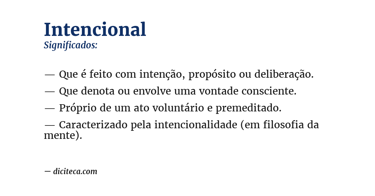 Significado de intencional