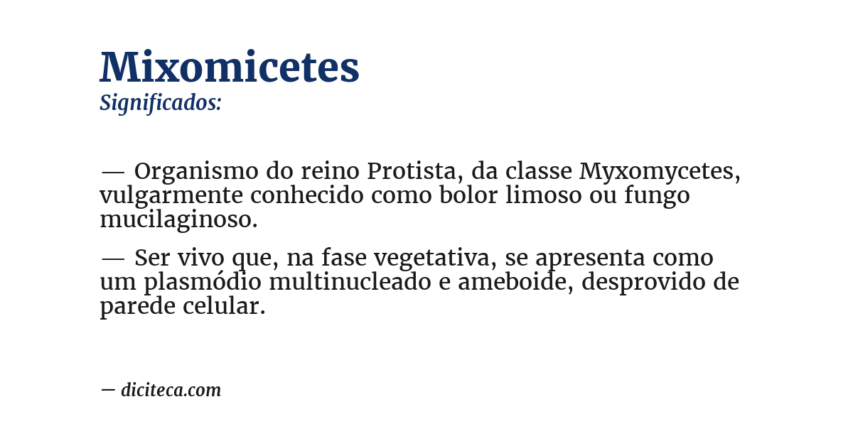Significado de mixomicetes