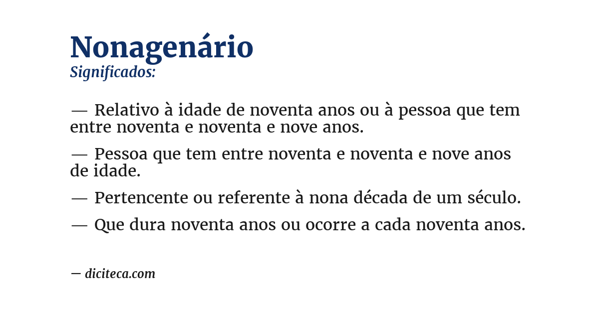 Significado de nonagenário