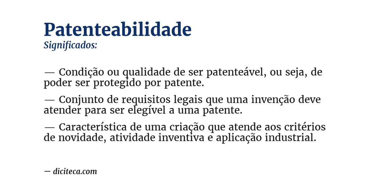 Significado de patenteabilidade