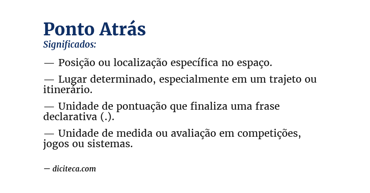 Significado de ponto atrás