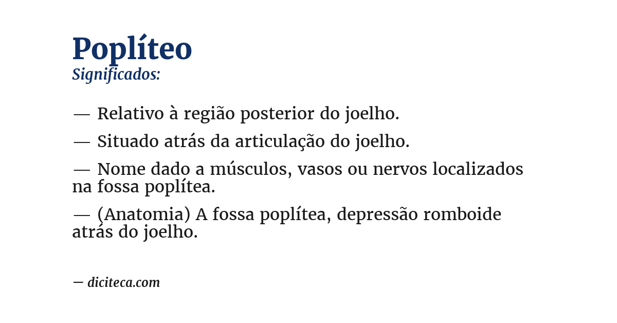 Significado de poplíteo