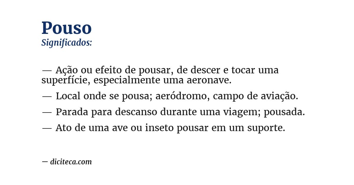 Significado de pouso