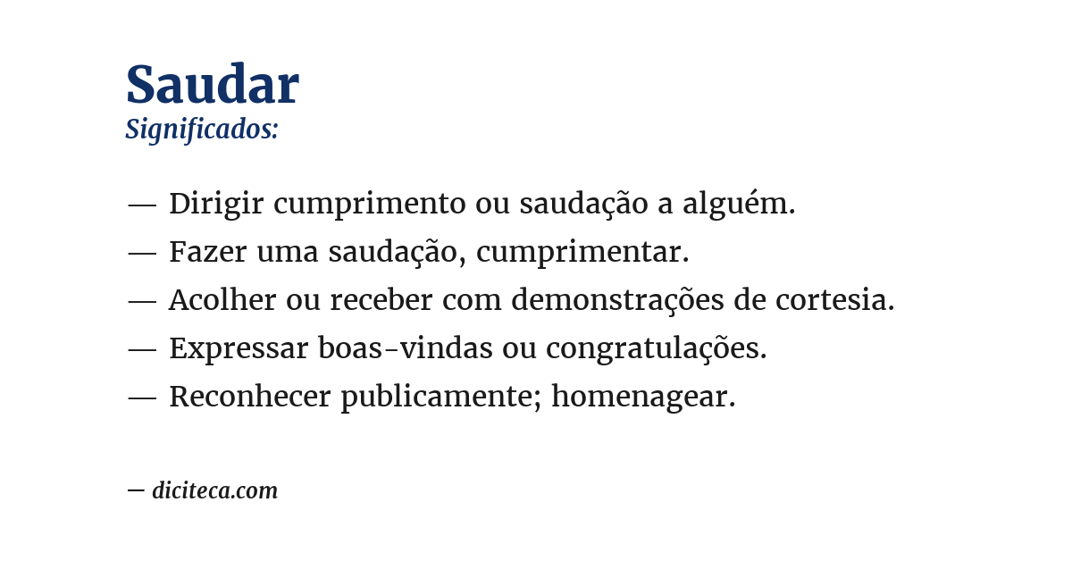 Significado de saudar