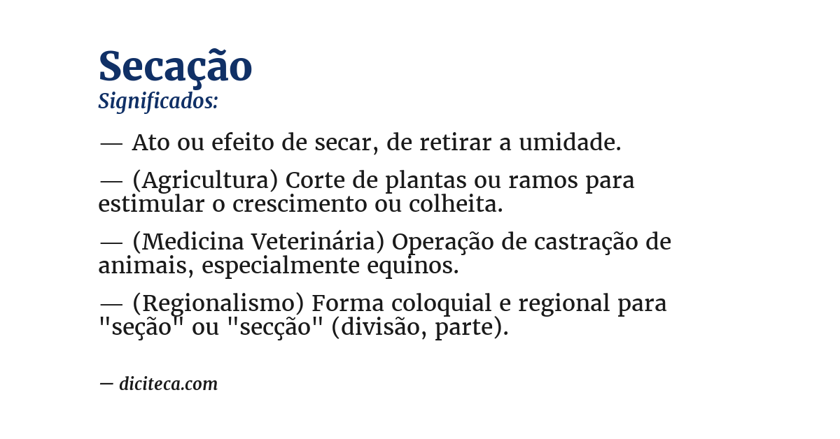 Significado de secação