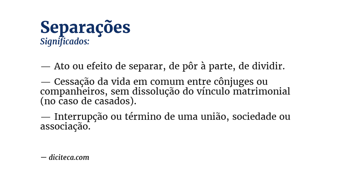 Significado de separações