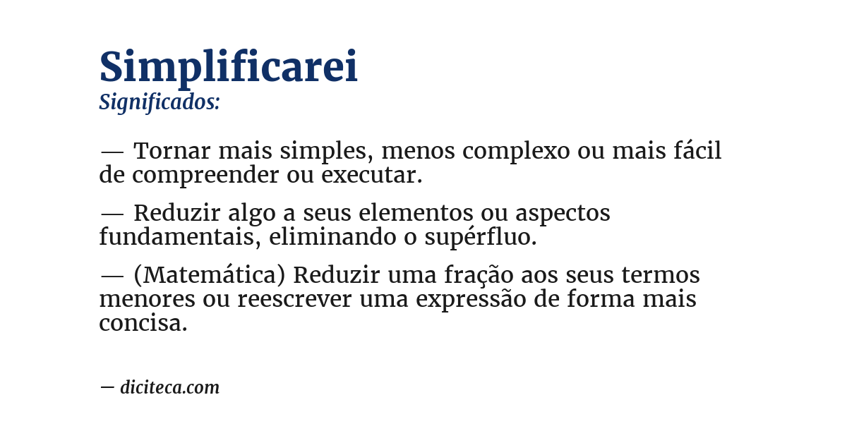 Significado de simplificarei