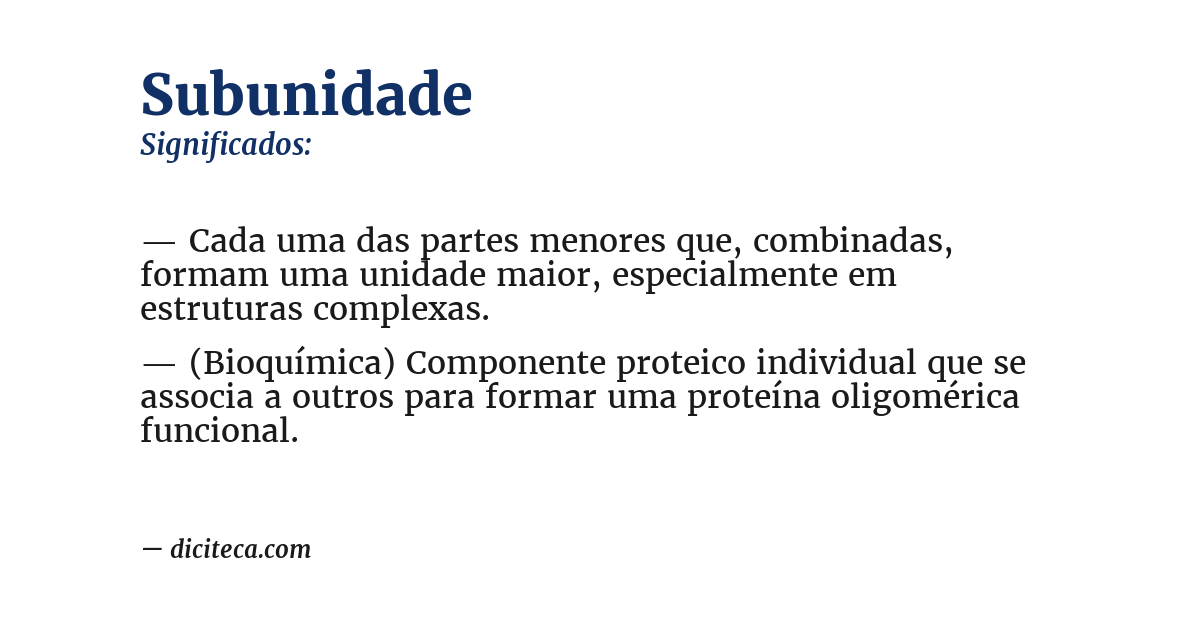 Significado de subunidade
