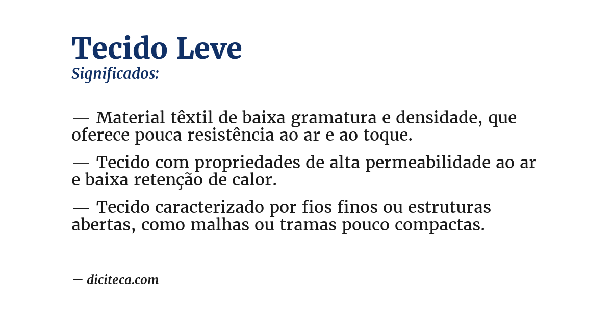 Significado de tecido leve