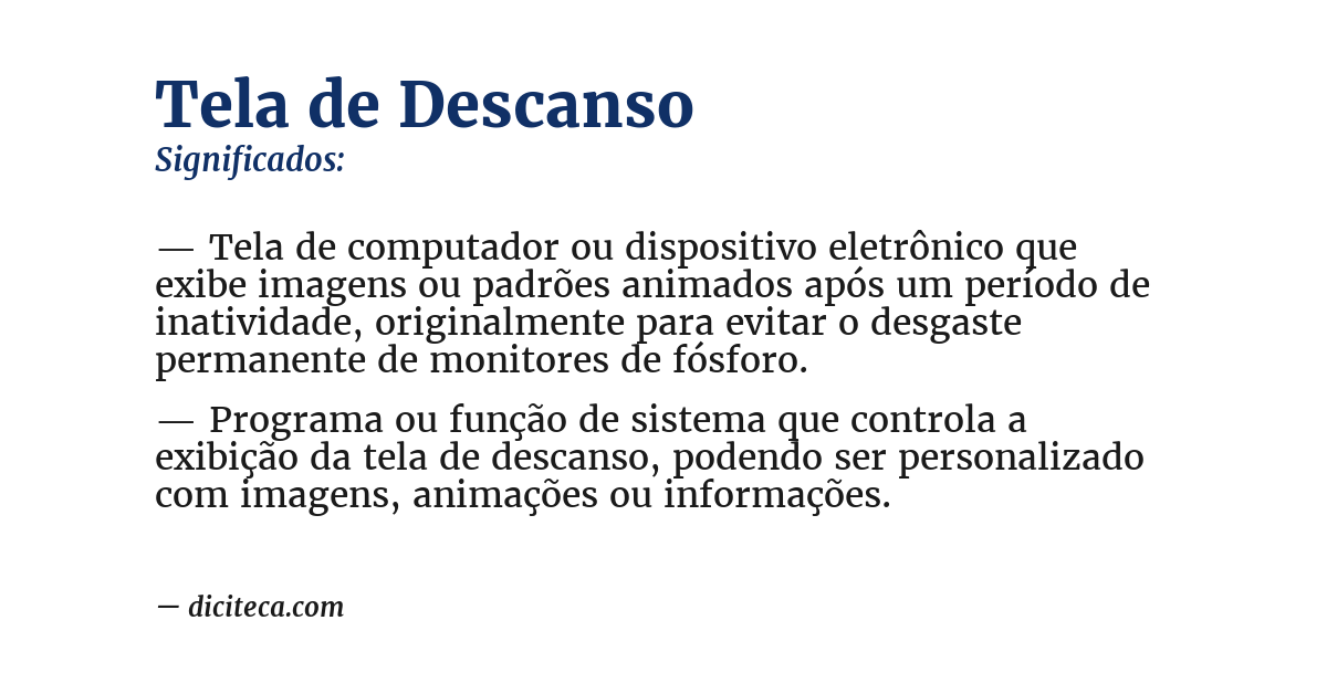 Significado de tela de descanso