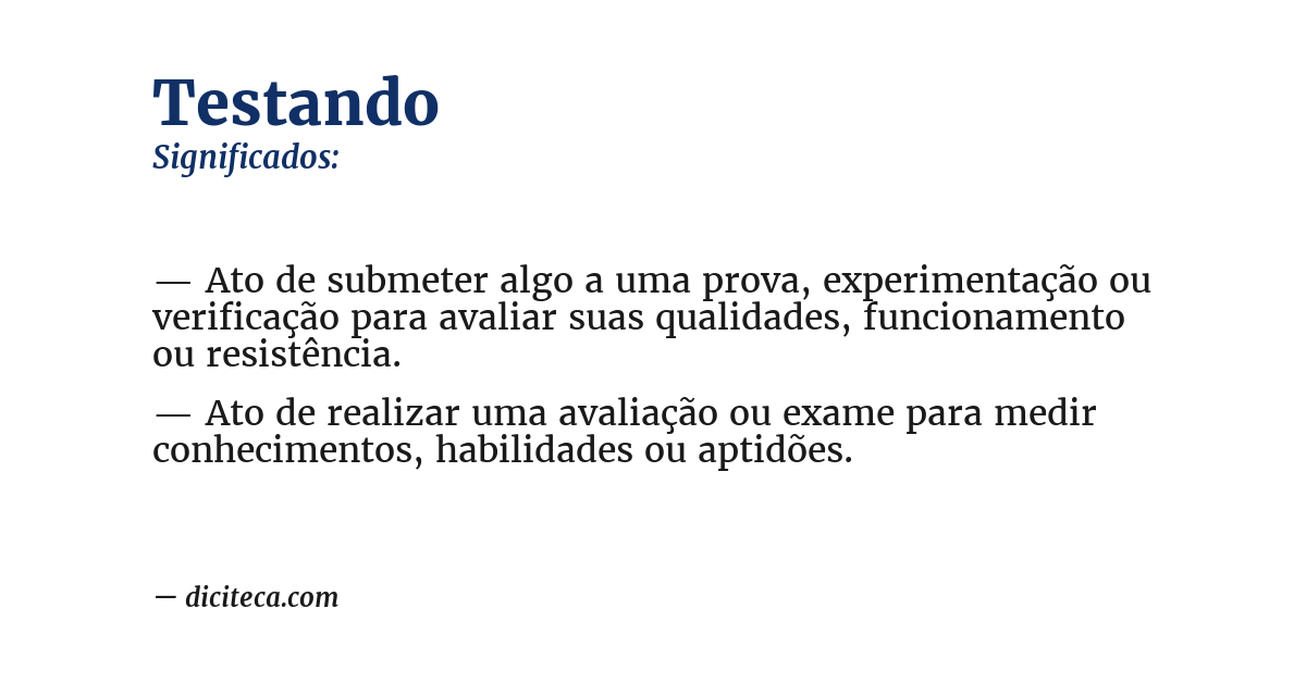 Significado de testando