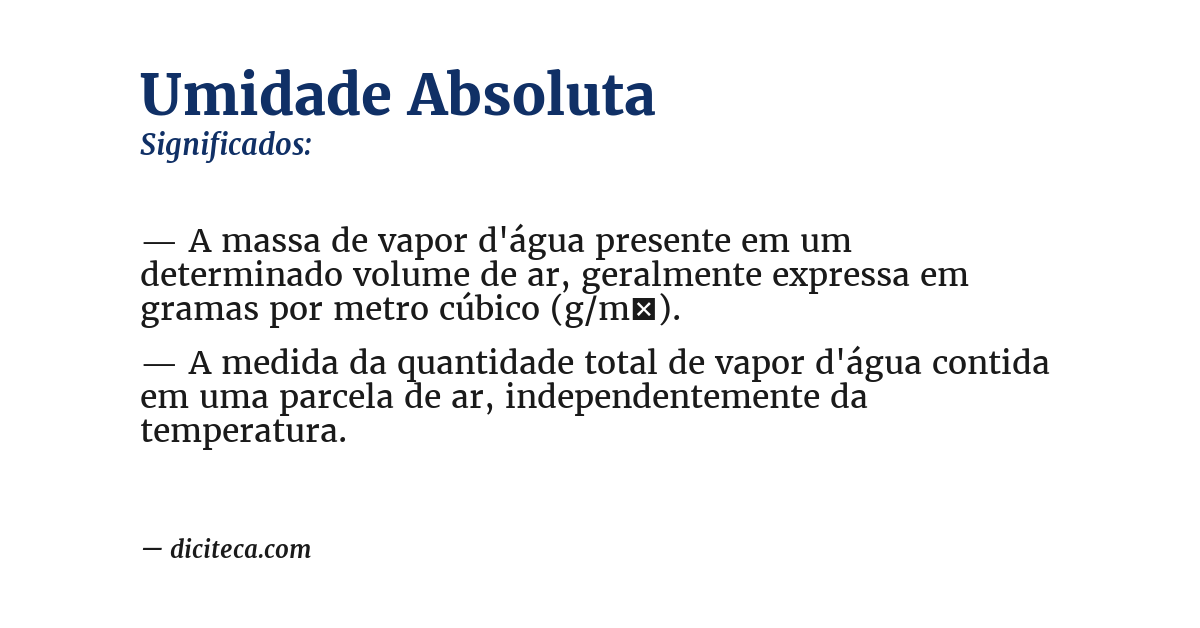 Significado de umidade absoluta