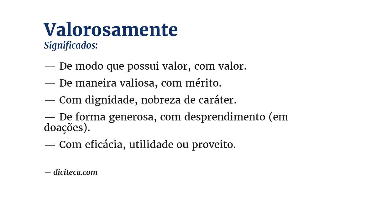 Significado de valorosamente