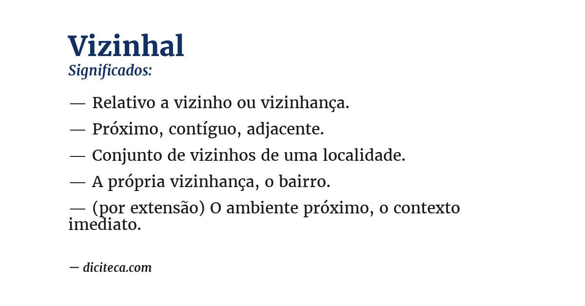 Significado de vizinhal